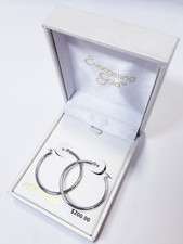 Kohl's 10k White Gold 1.8mmx28mm Polished Tube Hoop w/ Hinged Bar Earrings picture