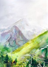 Original Watercolor Painting Kazakhstan Nature Painting Mountains Wall Art picture