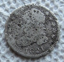 1821 Capped Bust Dime Rare Early Date VG Detail Bold Date Shows Damaged Filler picture