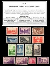 1934 YEAR SET OF MINT -MNH- VINTAGE U.S. POSTAGE STAMPS picture