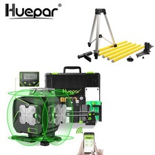 Huepar 4D Laser Level with LCD Screen Remote Control S04CG+3.7m Telescoping Pole picture