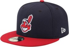 New Era Authentic MLB Cleveland Indians Wahoo Guard Navy/Red 59Fifty Fitted Hat picture