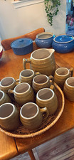 Vintage UHL Pottery Co #16 Stoneware Barrel Mugs & Pitcher set picture
