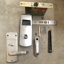 Kaba ilco Commercial Door Lock Lever Trim Satin Silver Metal .  Deprogrammed picture