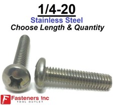 1/4-20 Phillips Pan Head Machine Screw Stainless Steel (Choose Length & Qty) picture