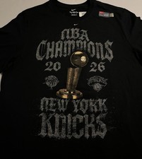 NWT Nike New York Knicks 2026 NBA Champions Trophy Locker Room T-Shirt XL Black picture