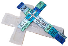 X LARGE Handmade inspirational words Double cross mold -MOLD ONLY-NO RESIN CROSS picture