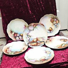 Antique Haviland Limoges signed Plates Set of 6 Pristine Hand Painted 1894-1931 picture