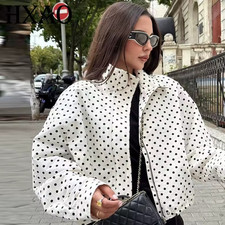 HXAO Polka Dot Bomber Jacket Women's Jackets Demi-Season Oversized Long Sleeve T picture