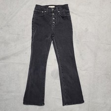 Madewell Cali Demi Boot Jeans Womens 25 Black High Rise Exposed Button Fly Crop picture