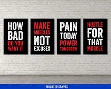Inspirational Gym Quotes Canvas Set - Wall Art for Home or Office picture