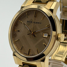 BURBERRY The City BU9038 38MM Checked Trademark Swiss Gold Unisex Watch picture