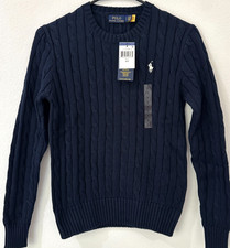 Polo Ralph Lauren Women’s Cable Knit Crew Neck Sweater Navy S NWT QR Authenticat picture