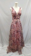 NWT Lulus Sweet Radiance Dress Floral Print Pinks Organza Plunge V Maxi Long  S picture