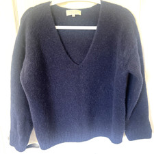 La Maille Sézane Paris France Women's Pullover Sweater Size S Navy V Neck Alpaca picture