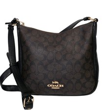 Coach Ellie File Crossbody Bag Signature Canvas & Leather Brown & Black C1649  picture