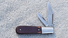 VINTAGE IMPERIAL PROV. RI.  USA  2 BLADE BARLOW KNIFE  CARBON STEEL SAW CUT USED picture