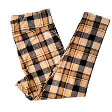 TC (sizes 12-18) LuLaRoe Leggings ~ TAN BROWN BLACK PLAID ~ Fall, Autumn Colors picture