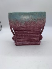 Roseville Tourmaline Pink Blue 1933 Vintage Art Pottery Ceramic Pillow Vase 65-6 picture