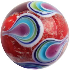 22mm NAMASTE Handmade GLOW IN THE DARK art glass Red Marble ball 7/8