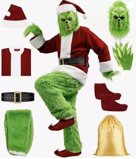 Christmas The Grinch Complete Costume Santa Claus Costume Adult (SIZE: S- 2XL). picture