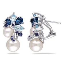 AMOUR 3 CT TGW London and Sky Blue Topaz, Sapphire and White Cultured Freshwater picture
