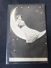 Antique RPPC Paper Moon  Fantasy Prop Real Photo Postcard real picture
