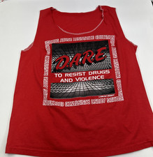 Vintage DARE  Sleeveless T Shirt L-XL RED 90s Drug Awareness Rare Style picture