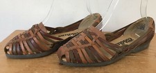 Vintage Cobbie Cuddlers Brown Leather Huarache Woven Slip On Sandals 5.5W 35.5 picture