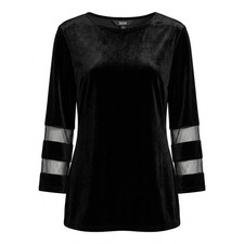 NEW Slim Factor by Investments Womens 2X Black Velvet Mesh Sleeve Blouse New picture