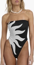 Billabong By My Side Tully Hi One Piece Swimsuit Black And White Size S picture