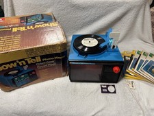 VINTAGE GABRIEL SHOW N TELL PHONO VIEWER BLUE W/ 8 TITLES 