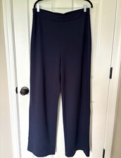 J.Jill Women’s Navy Blue Knit Dress Pants L Tall Pull-On Stretch wide leg comfy picture