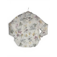Adiva White Cream Button Down Shirt Embroidered Eyelet Detail Floral Print NWT picture