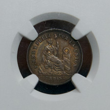 1866 YB Peru silver Dinero MS 63 picture