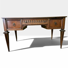 Vintage Louis XVI Style Wood Writing Desk 3 Drawers Gallery Rail 56.5”  picture