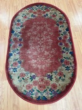3' x 5' Antique Oval Chinese Art Deco Oriental Rug - 1930s - Hand Made picture