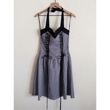 Vintage 90s Lip Service Gingham Lace-Up Corset Dress Large Goth Grunge Punk Y2K picture