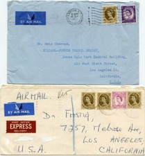 Great Britain 1955 & 1967 Air Covers (One Exp.) f.w. Wilding Issues w/Perfin picture