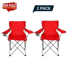 Ozark Trail Basic Quad Folding Camp Chair with Cup Holder, Bright Red , Adult picture