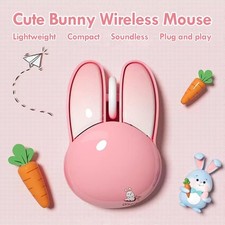 Wireless Mouse Cute Pink Kawaii Bunny Shape Rabbit Design Portable Girls Kids picture