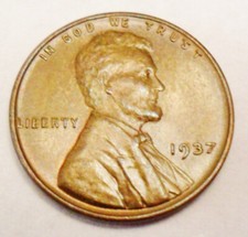 1937 P  Lincoln Wheat Cent / Penny  AVE CIRCULATED  **FREE SHIPPING** picture