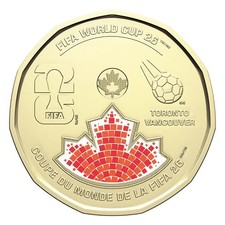 2026 Canada $1 FIFA World Cup Color Loonie UNC RCM Soccer Coin 🍁🪙 picture