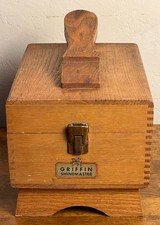 Vintage Griffin Shinemaster Wooden Shoe Shine Storage Box/Cleaning Kit, Brushes picture