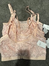 4 Auden XL Lined Scoop Neck Bralette Pink Floral Lace Adjustable Straps picture