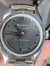 1957 Vintage Bulova 23 Jewel Automatic Black Sunburst Dial Fully Serviced. picture