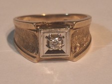 Vintage Men's 10K Gold Diamond Ring - 