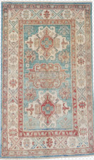 Handmade Green Super Kazak Rug 2'6x4 Foyer Geometric Oriental Wool Accent Carpet picture