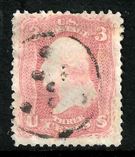 Sc #65 PNE-1 Patent Fancy Cancel 3 Cent Washington 1861-1865 Civil War US 40D74 picture