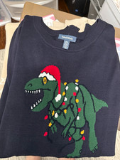 ModCloth Women's 3X Navy Knit Pullover Crewneck Dinosaur Graphic Sweater picture